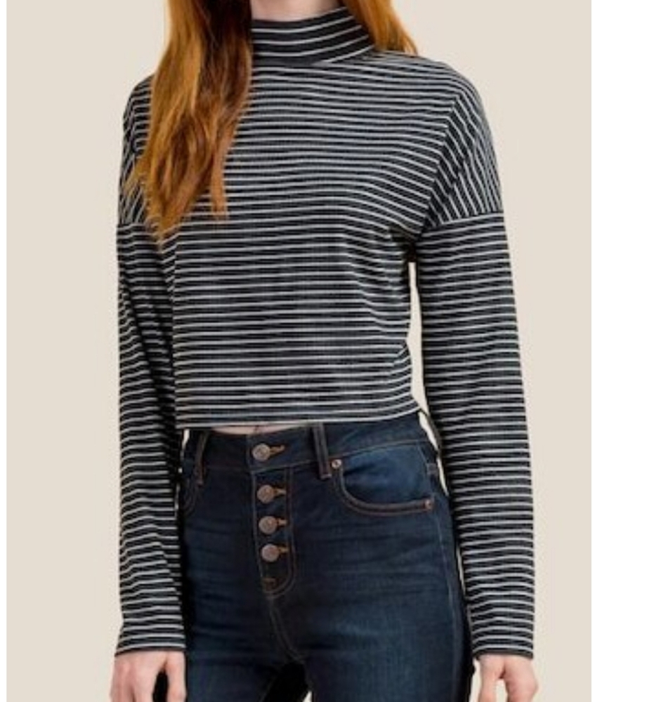 Alya Mock neck stripe cropped top  sz m